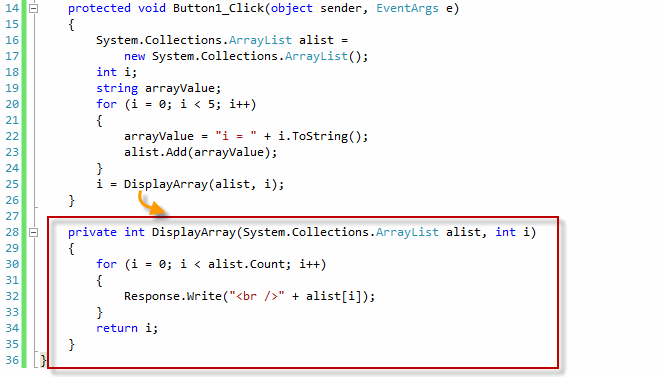 ایجاد یک متد جدید از روی کدهای موجود در ASP.Net C#