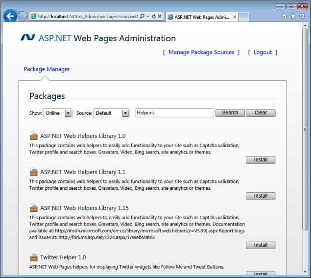 آموزش نصب کمک دهنده ها Helpers در ASP.Net Web Pages