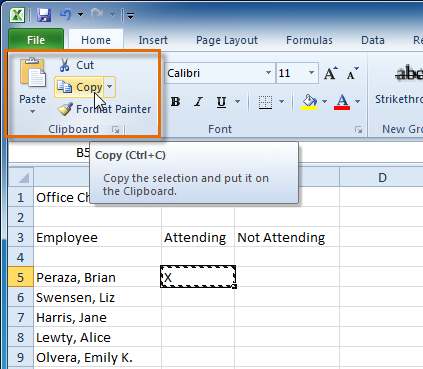 Copy و Paste کردن محتویات خانه های جدول در Excel 2010