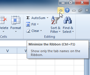 مخفی و نمایان کردن نوار ابزار Ribbon در Excel 2010