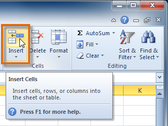 وارد کردن ستون های جدید در Excel 2010