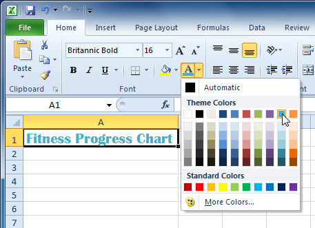 تغییر رنگ نوشته در خانه های جدول Excel 2010