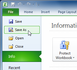 نحوه استفاده از دستور Save as در Excel 2010