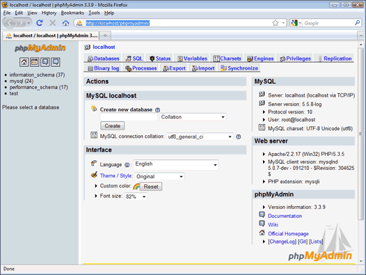 مشاهده پایگاه داده MySQL در سرور phpMyAdmin